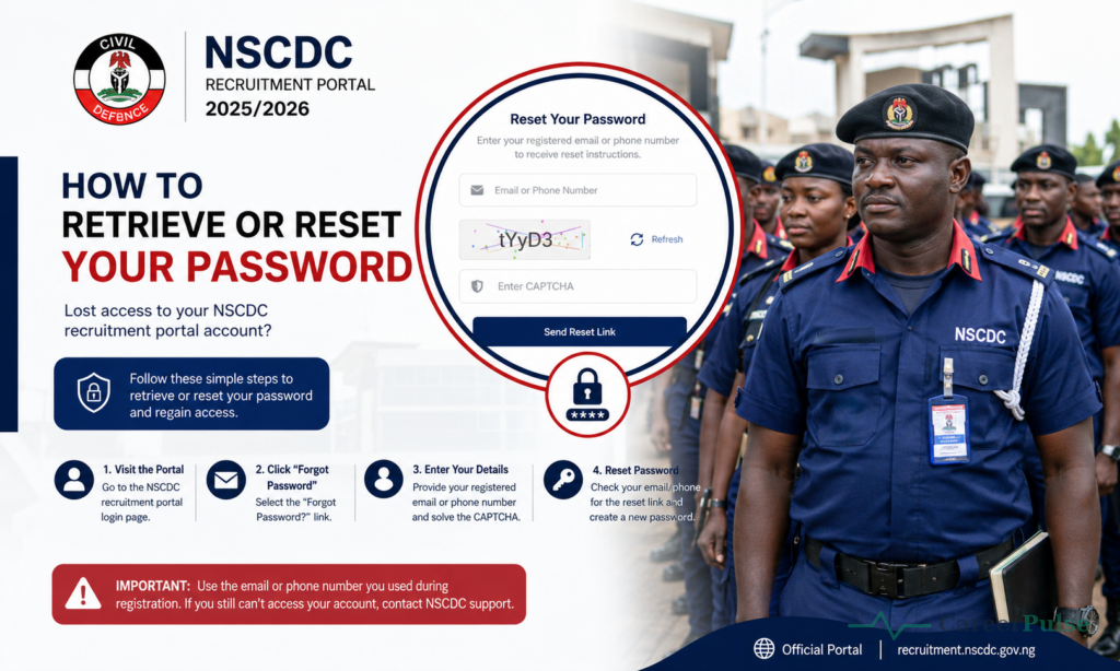 NSCDC Recruitment Portal Login Password