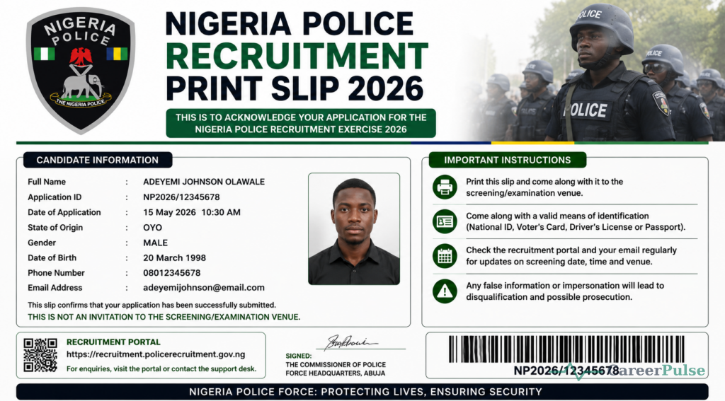 Nigeria Police Recruitment Print Slip 2026